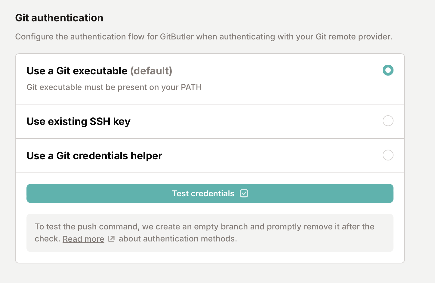 Git Authentication Settings